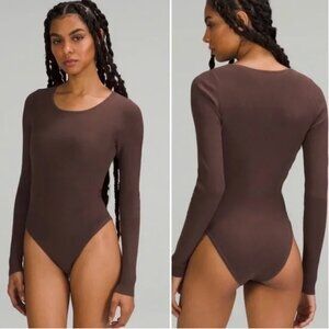 Tight-fit Long-sleeve Knit Bodysuit - Java - M Lululemon